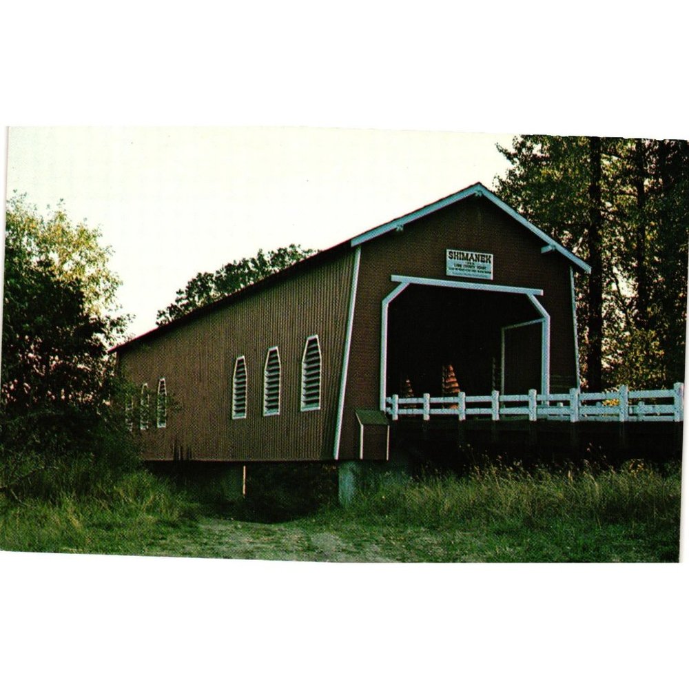 Shimenak Covered Bridge Postcards Travel Souvenir Unposted Oregon Vintage